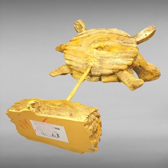 Sea Turtle On Driftwood Faux Wood Turtle On A Stand 10”T 9”W - Picture 8 of 8